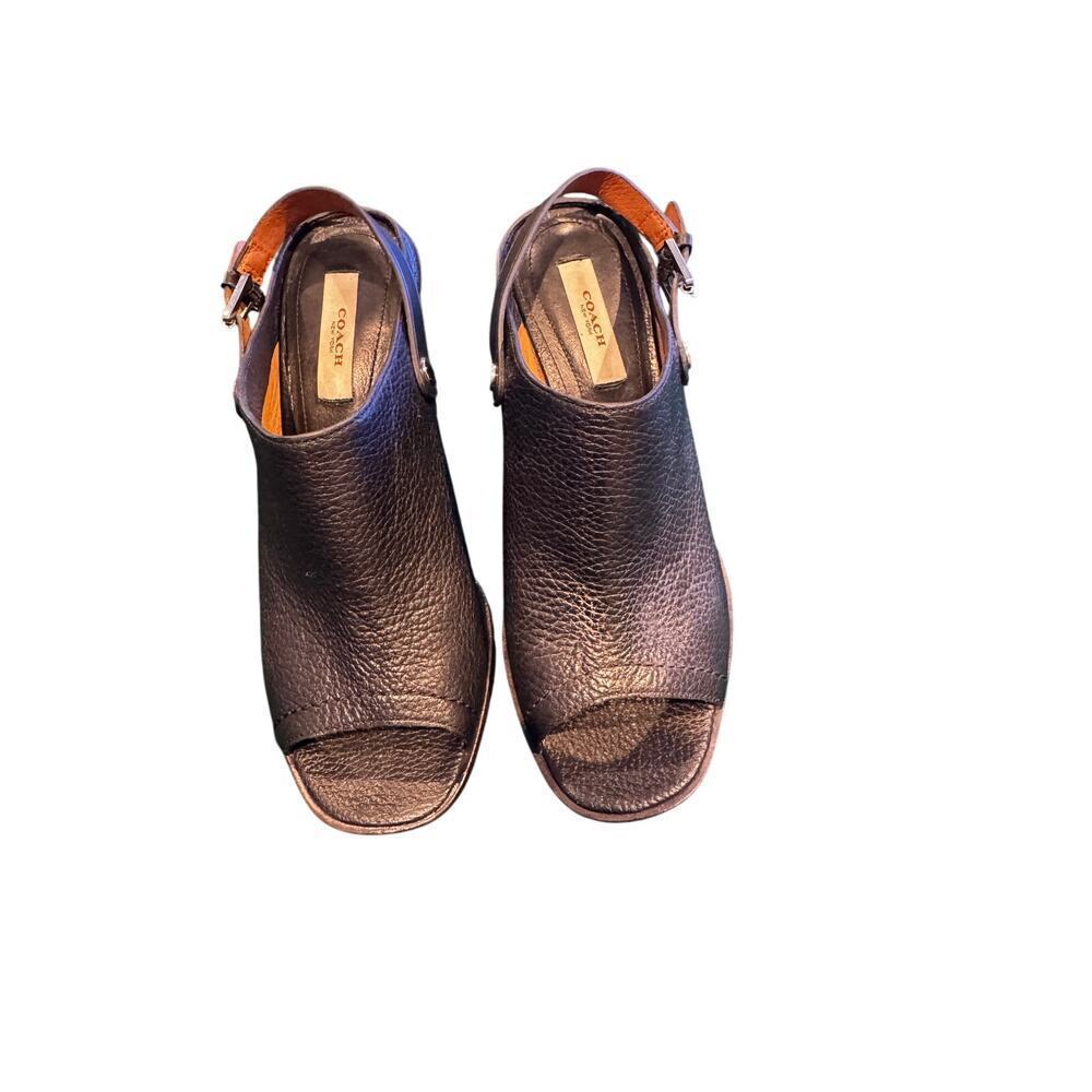 VINTAGE COACH Mackenzie Open Toe Slip On Leather Shoes in Sz 7.5